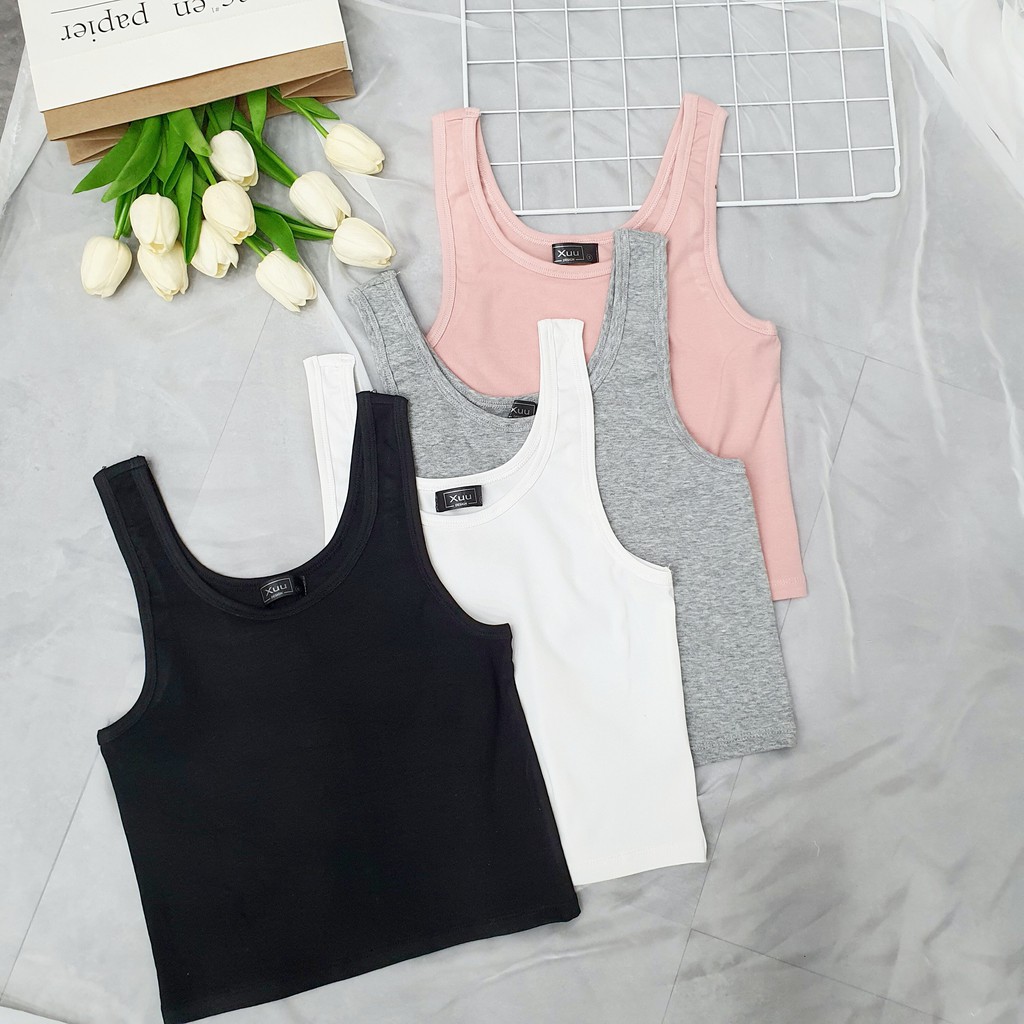 Áo croptop body chất cotton co dãn, áo ba lỗ trơn kiểu dáng đơn giản nhiều màu siêu đẹp AD05