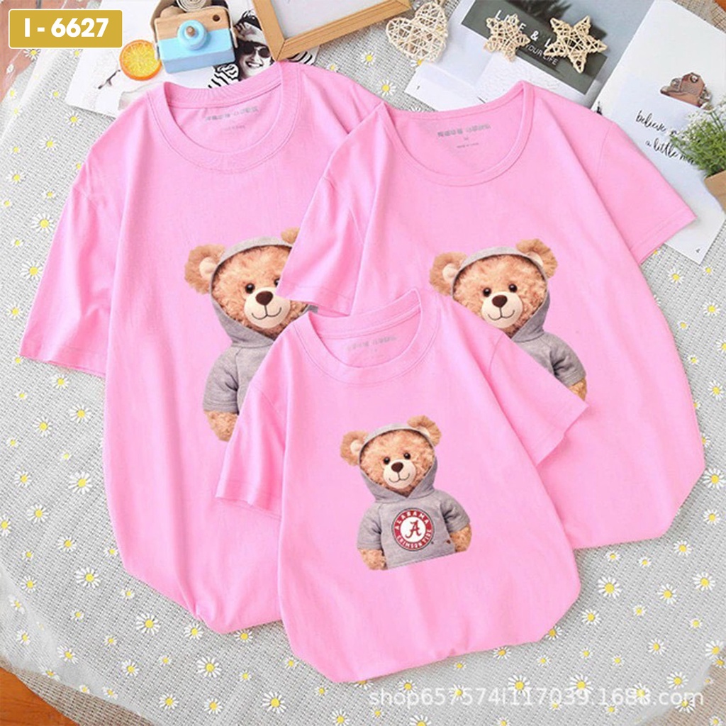 Áo Phông Gia Đình Gấu Con Đội Nón