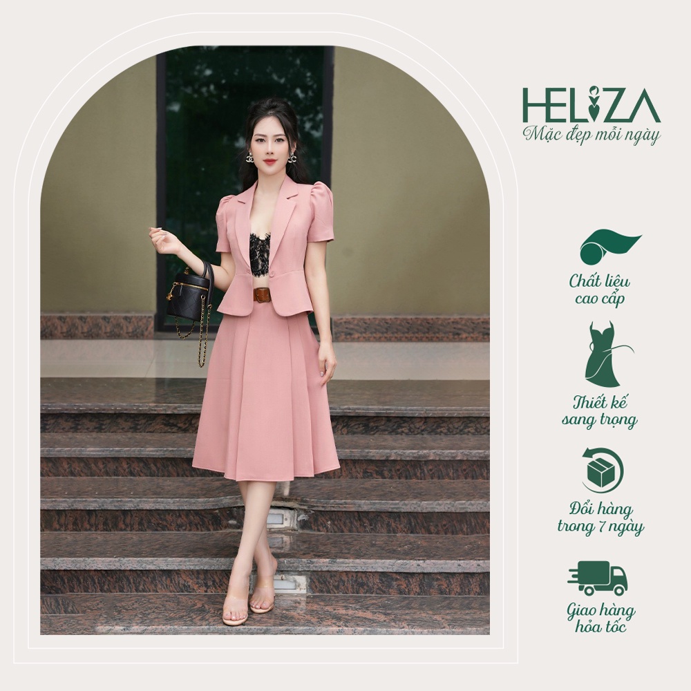 Set Bộ Vest Công Sở Heliza Fashion Hàng Thiết Kế Gồm Áo Và Váy Sang Trọng, Chất Liệu Vải Biên Hàn Cao Cấp Mềm Mịn SB8333