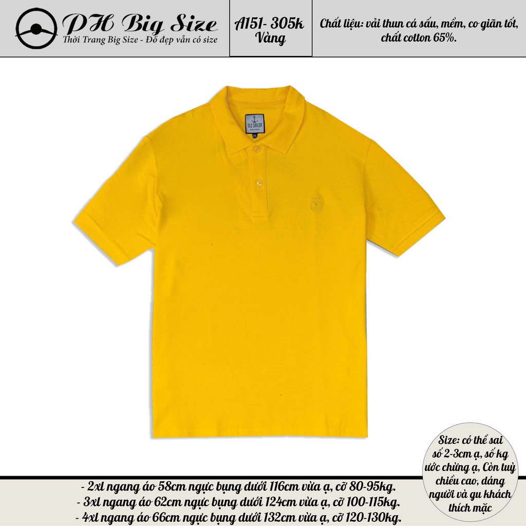 Áo Thun polo bigsize 80kg -130kg | Có cổ vải thun cá sấu size lớn -  A151 | BigBuy360 - bigbuy360.vn