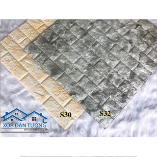 Combo 50 miếng xốp dán tường vân đá khổ lớn 70 x 77cm hàng nhập khẩu cao cấp - Có keo dán sẵn