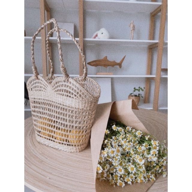 Túi cói, làn cói đi biển thời trang vintage nữ