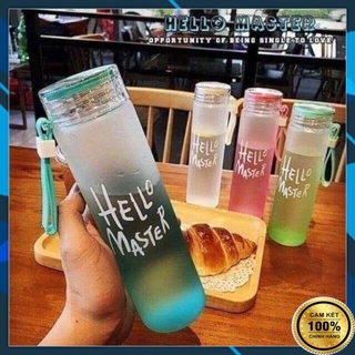 Bình thủy tinh đựng nước Hello Master 450ml, Bình nước thủy tinh cho học sinh