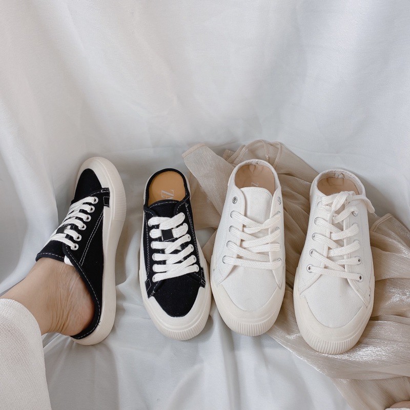 SỤC THỂ THAO NỮ - DÉP SỤC ĐẠP GÓT DỄ THƯƠNG TIỆN LỢI - GIÀY THỂ THAO ĐẠP GÓT - ĐEN - TRẮNG | BigBuy360 - bigbuy360.vn