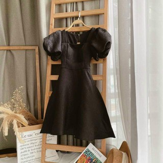 ĐẦM ĐEN GẤM HỞ LƯNG THẮT NƠ EO