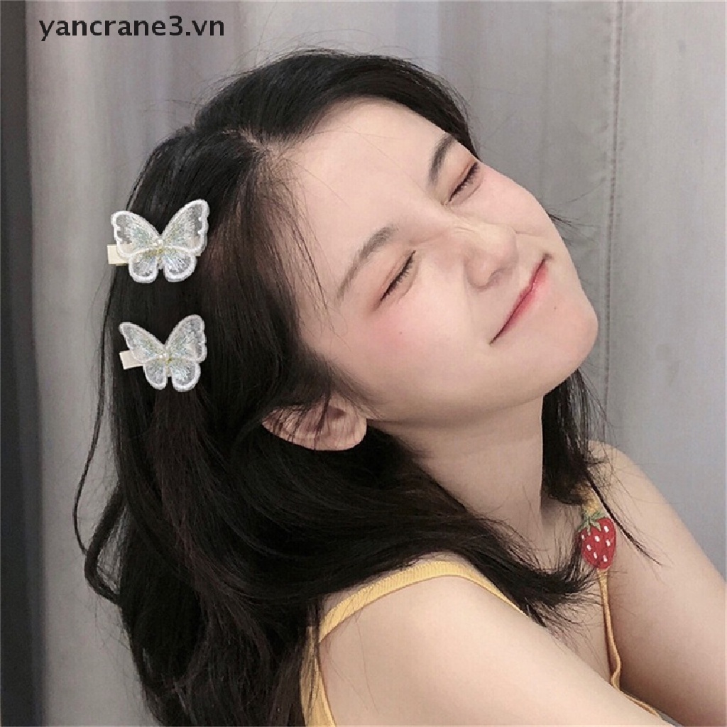 Kẹp Tóc Hình Bướm Phối Ren Dễ Thương Ngọt Ngào Cho Nữ {yancrane3.vn}