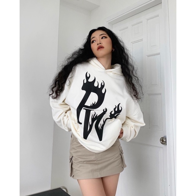 ÁO HOODIE MŨ TRÙM UNISEX NỈ PW FIRE LOGO