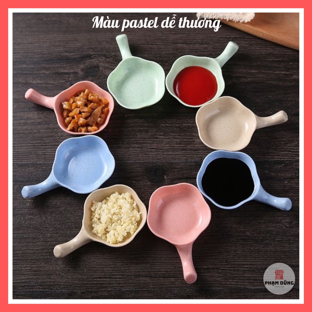 Chén gia vị nhựa lúa mạch , chén nước chấm có tay cầm gác đũa