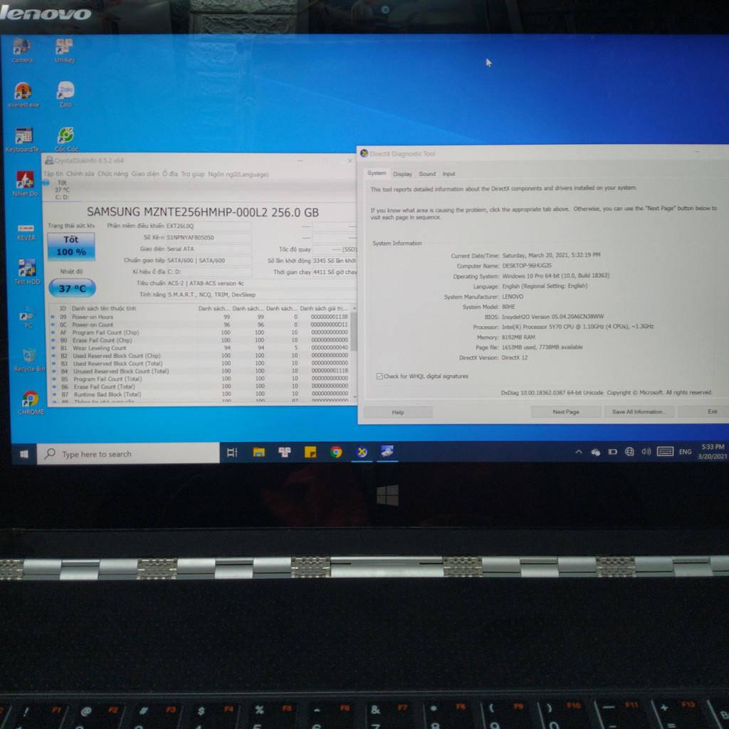 Laptop Lenovo ultrabook 80HE CPU 5i70 ram 8GB SSD 256G, màn cảm ứng bàn phím sáng máy lật 360 độ siêu mỏng