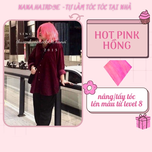 Thuốc nhuộm tóc màu Hồng Sáng/ Hot Pink tặng trợ dưỡng găng tay