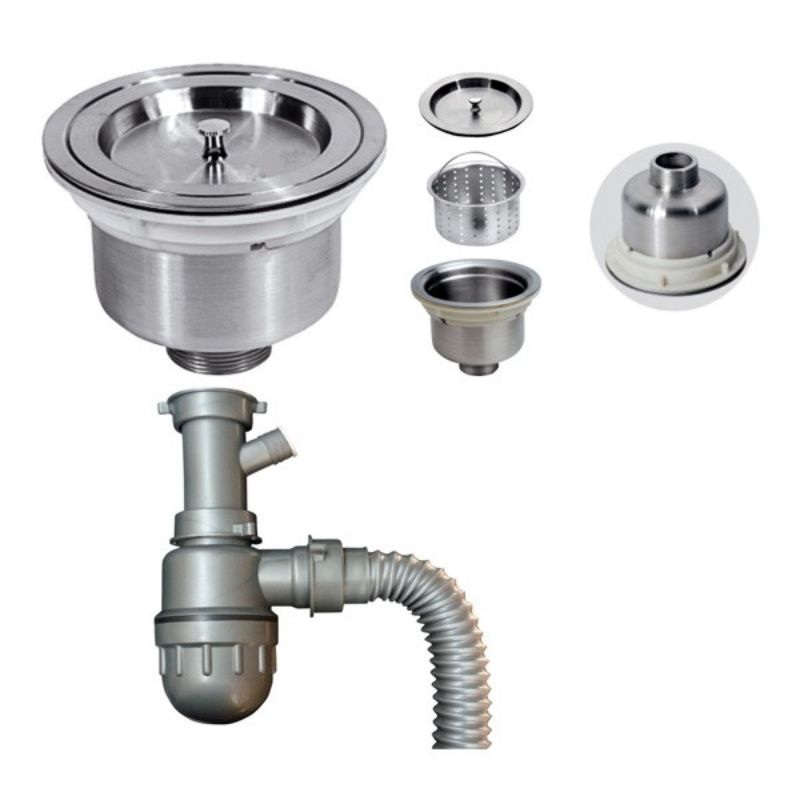 Xi phông 2 hố chậu rửa bát inox 304 siêu bền