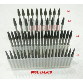 Đầu mài - Mũi doa hợp kim cán 3 - Hình L