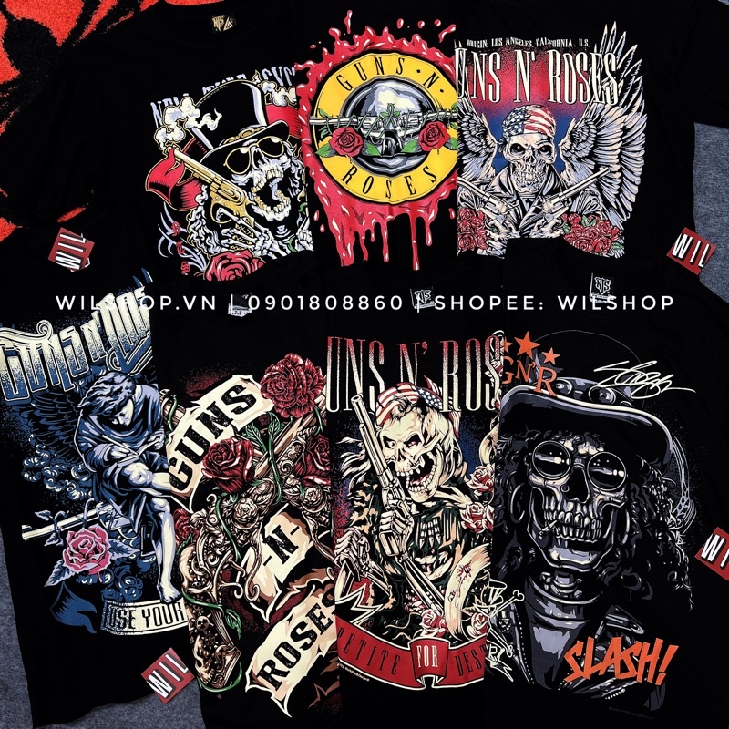 ÁO GUNS N' ROSES - ROCK BAND TEE - ÁO THUN ÁO PHÔNG NHẠC ROCK - ROCKTEE UNISEX GUN GUNS N ROSE ROSES