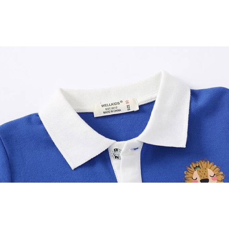Áo Polo bé trai WELLKIDS, áo cộc tay có cổ cho bé hoạ tiết đáng yêu (TX2430)