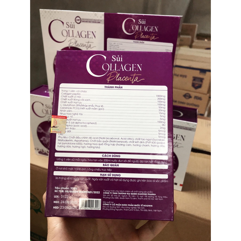 Viên sủi Collagen Placenta - Trắng da, đẹp da, chống nám, sạm da ( Hộp 2 lọ x 10 viên/lọ )