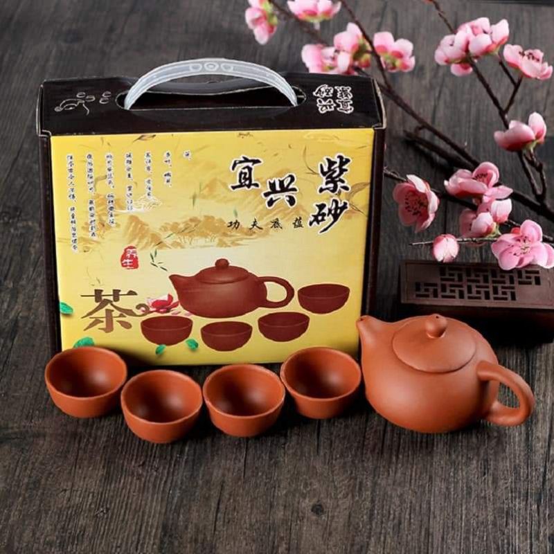 Bộ bình trà 4 tách Nhật Bản (màu đen - đỏ),,,