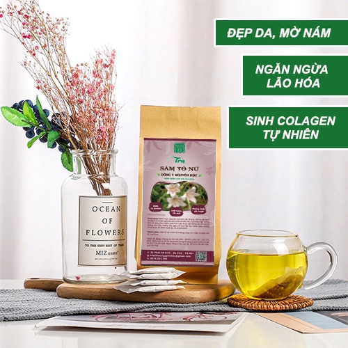 Trà sâm tố nữ cân bằng nội tiết tố đẹp da giảm khô âm đạo giảm mụn làm chậm quá trình mãn kinh