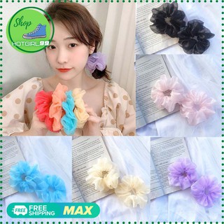 Dây buộc tóc  cột tóc scrunchies  voan kính Trơn Nhiều Màu Thanh Lịch Siêu đẹp nữ / hotgirl99
