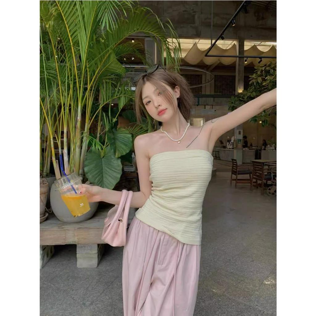 HUANG YOYO Áo Croptop Màu Trơn Thiết Kế Mới Quyến Rũ Thời Trang Mùa Hè Dành Cho Nữ