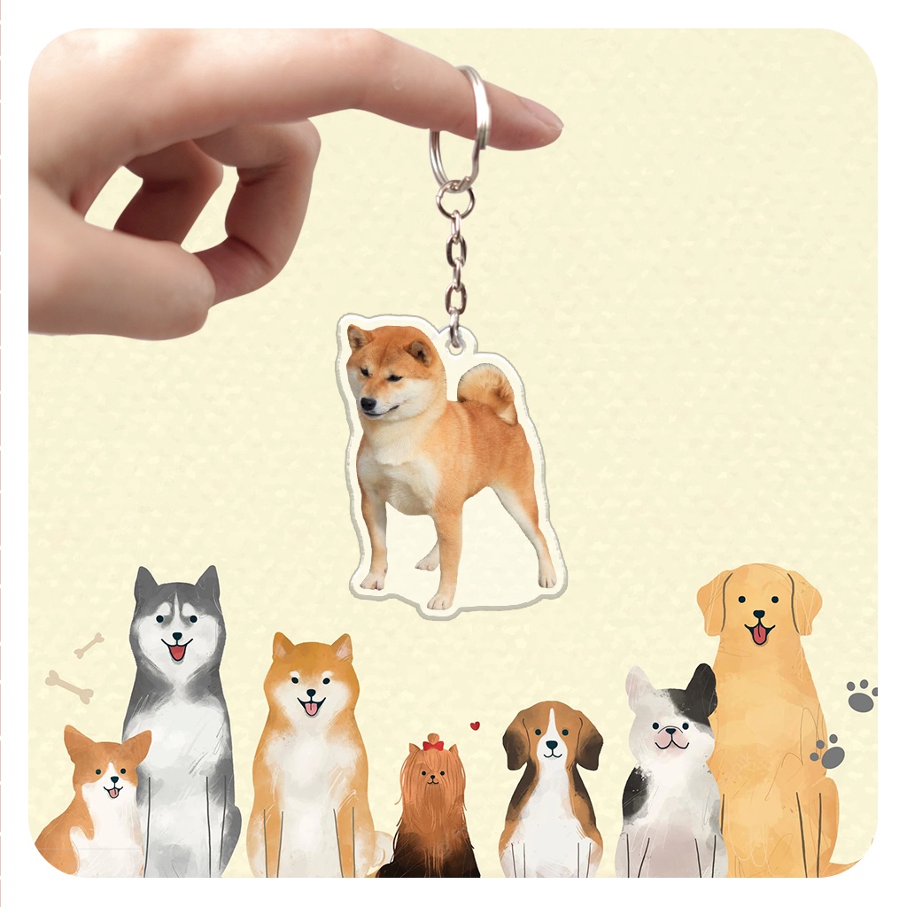 Móc khóa chó mèo đáng yêu in theo yêu cầu