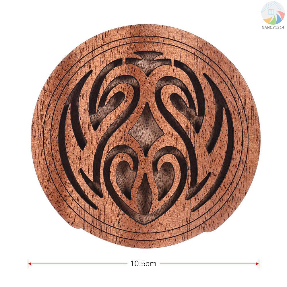 ♫Guitar Wooden Soundhole Sound Hole Cover Block Feedback Buffer Mahogany Wood for EQ Acoustic Folk Guitars