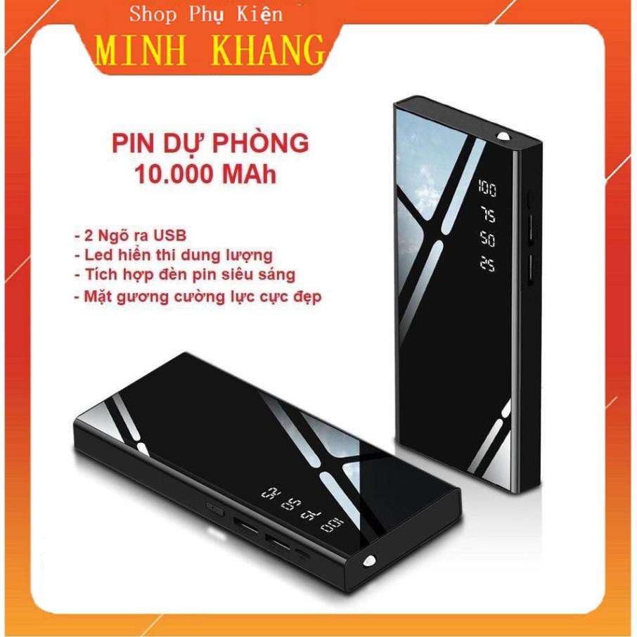 [Xả Kho Bán Lỗ] Pin Sạc Dự Phòng 30.000mAh Hiển Thị % Pin Có Đèn Pin - Mặt Kính Sang Trọng - Dòng Sạc Chuẩn