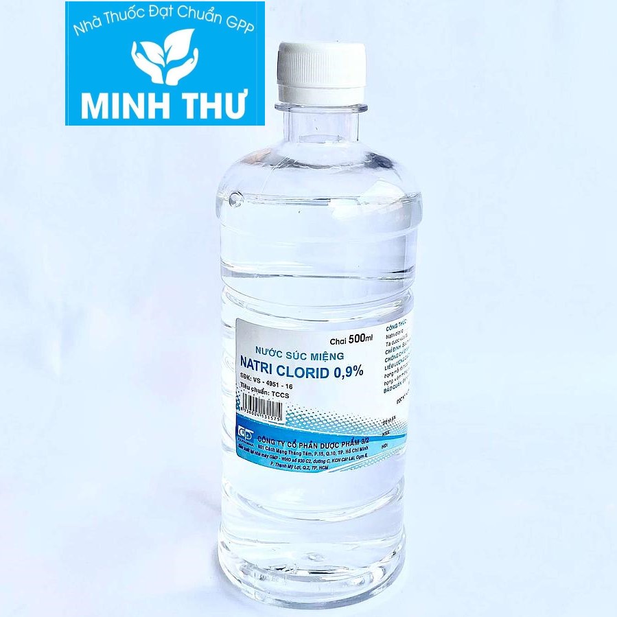 Nước súc miệng Natri Clorid 0,9% chai 500ml CTCP DP 3/2