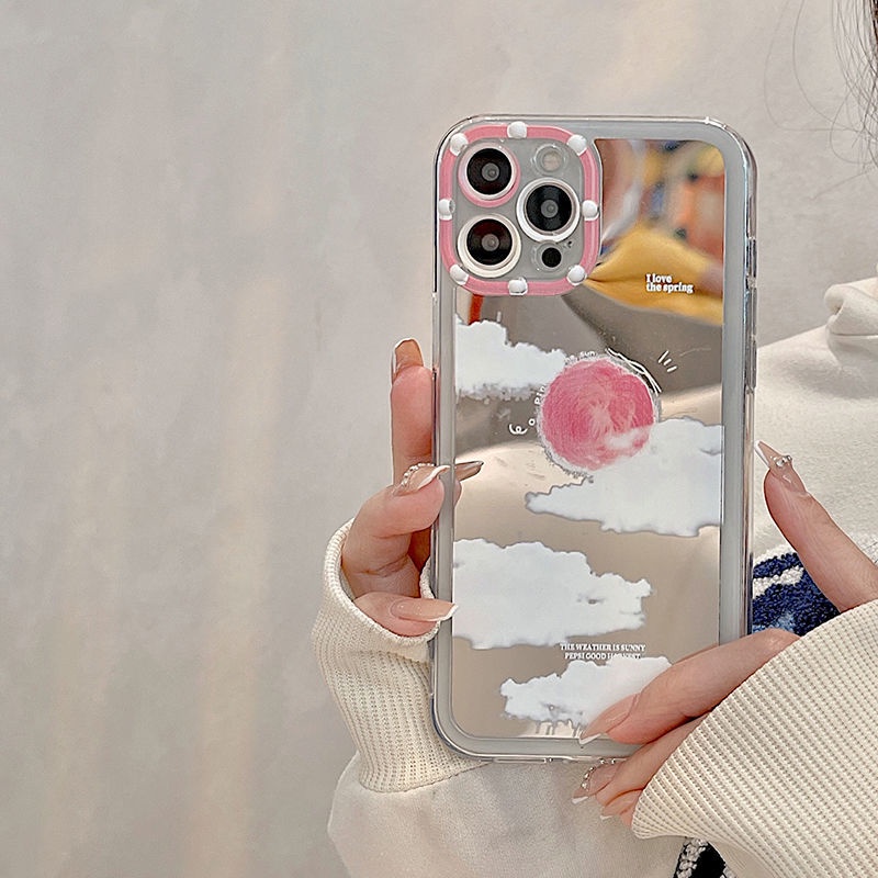 Ốp Điện Thoại Tráng Gương Chống Sốc Họa Tiết Đám Mây Hoàng Hôn Cho iPhone13pro max iPhone 12 11 11 xr xs x