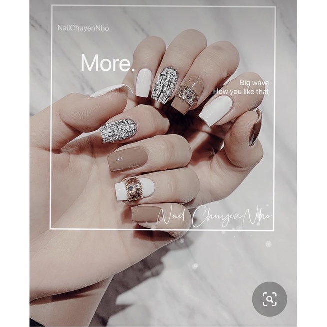 🎀Nail box, móng up thiết kế trắng nâu 2🎀