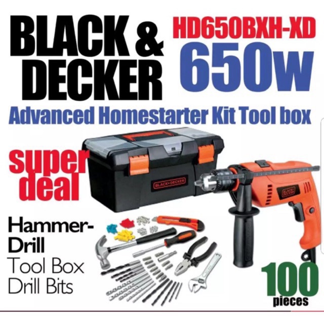 HD650BXH Máy khoan Bộ 100 chi tiết Chính Hãng Black & Decker