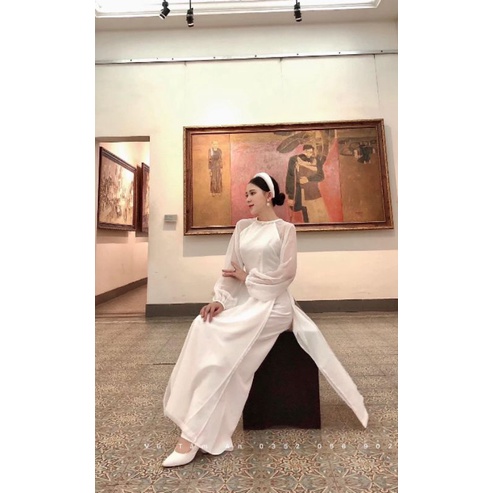 Áo Dài Nữ 4 Tà Trắng Siêu Xinh.