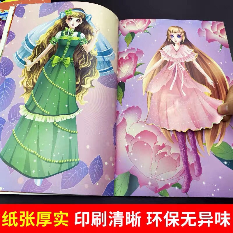 Sách Hình Dán Công Chúa Mặc Đầm Ba Chiều Kích Thước Lớn Cải Thiện Sự Tập Trung Giáo Dục Sớm Cho Bé Gái 0-6 Tuổi