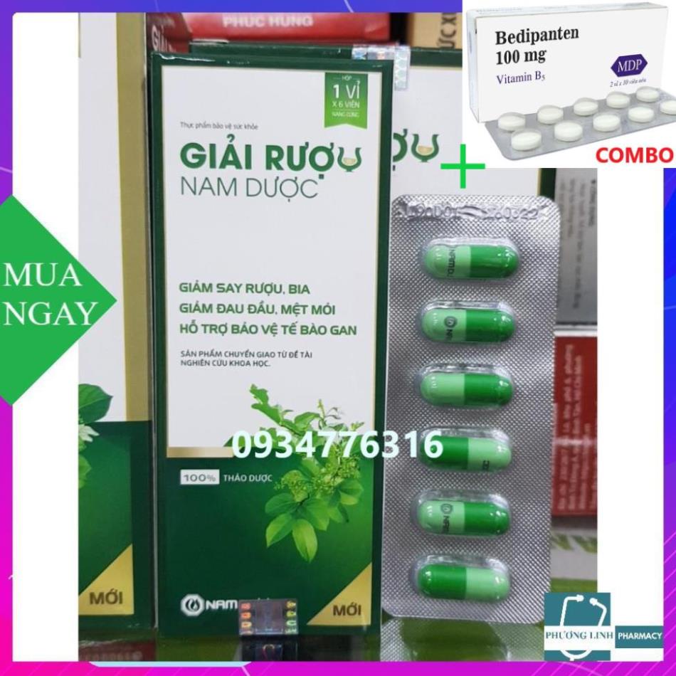 Combo Bedipanten 100mg +  Viên giải say nam dược 1 hộp 5 vỉ x 6 viên