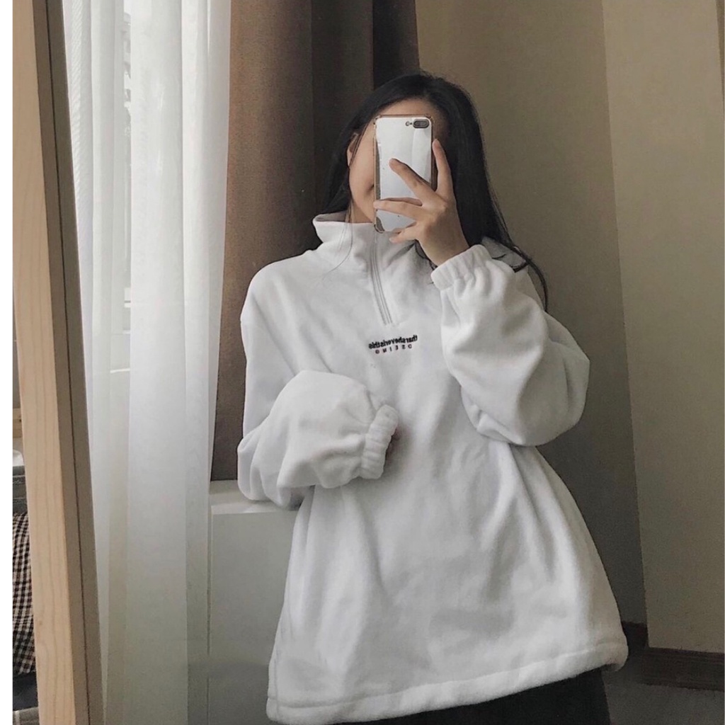 Áo nỉ lông thêu chữ thar  dáng rộng   Áo sweater unisex  chất dày cực hot thu đông 2021  MÃ 593  Teenstore.365