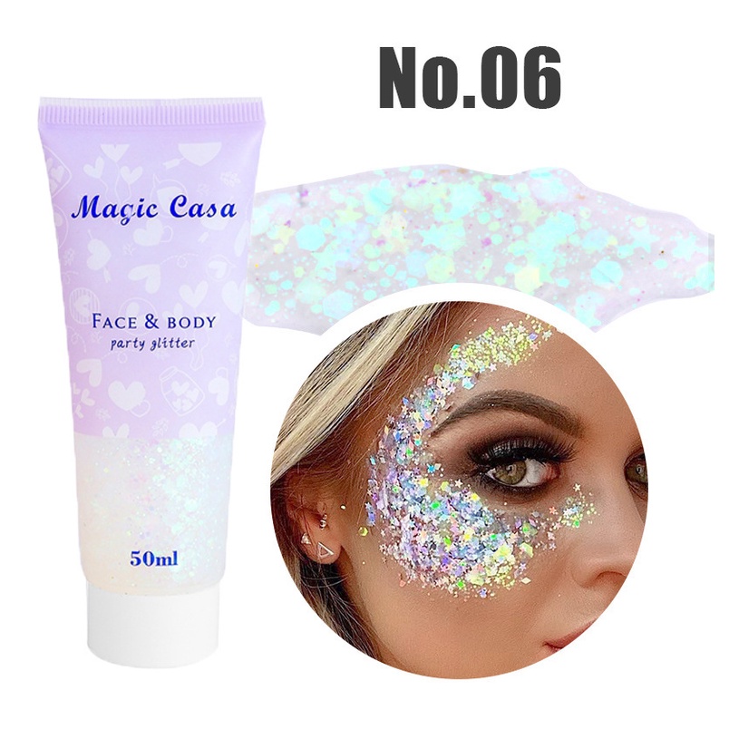 Kim sa trang điểm mặt và cơ thể RIPE GIRL dạng gel lấp lánh nổi bật vào ban đêm màu đơn lâu trôi