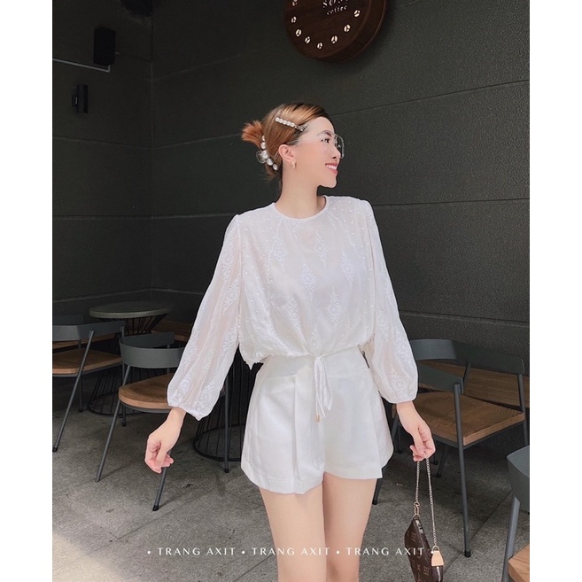 SET ÁO RÚT DÂY HOẠ TIẾT + QUẦN SHORT