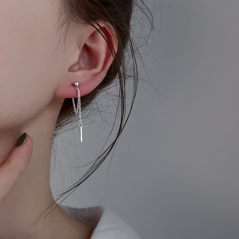 [Augustcloth | AugustJewelry] Bông tai/ Hoa tai hợp kim mắc xích mảnh thanh nhỏ phong cách Hàn Quốc