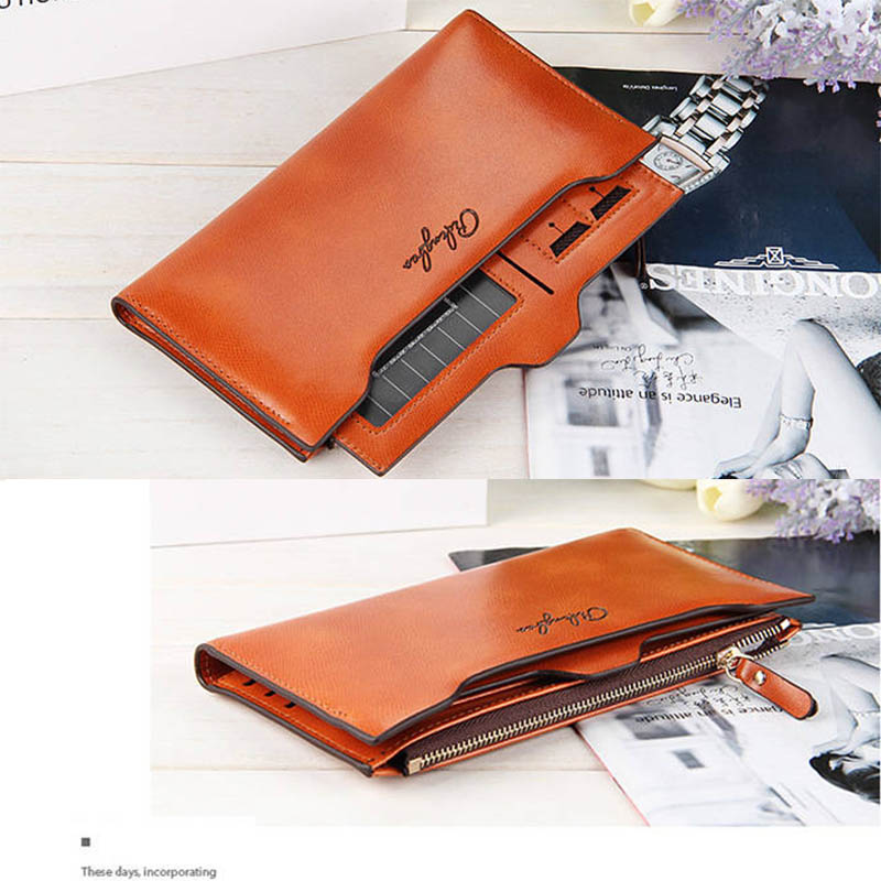 Women's Long Wallet Baellerry 8363 Pu Leather Multi-slot With Photo Grid Two-fold Zipper Design