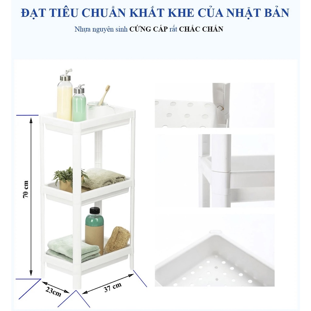 Kệ để đồ đa năng Kệ Bếp, Phòng Tắm Chính HãngTokyo Inochi 3 tầng - Nhựa Cao Cấp Chắc Chắn - Gọn Gàng Chịu Lực Tốt