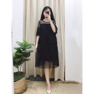 Váy trắng suông 3 tầng