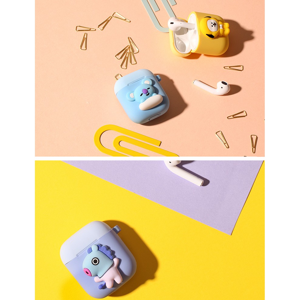 Vỏ Bảo Vệ Hộp Sạc Tai Nghe airpods 1 2 apple Hình bt21 Hai Tông Màu Da Chính Hãng k-pop