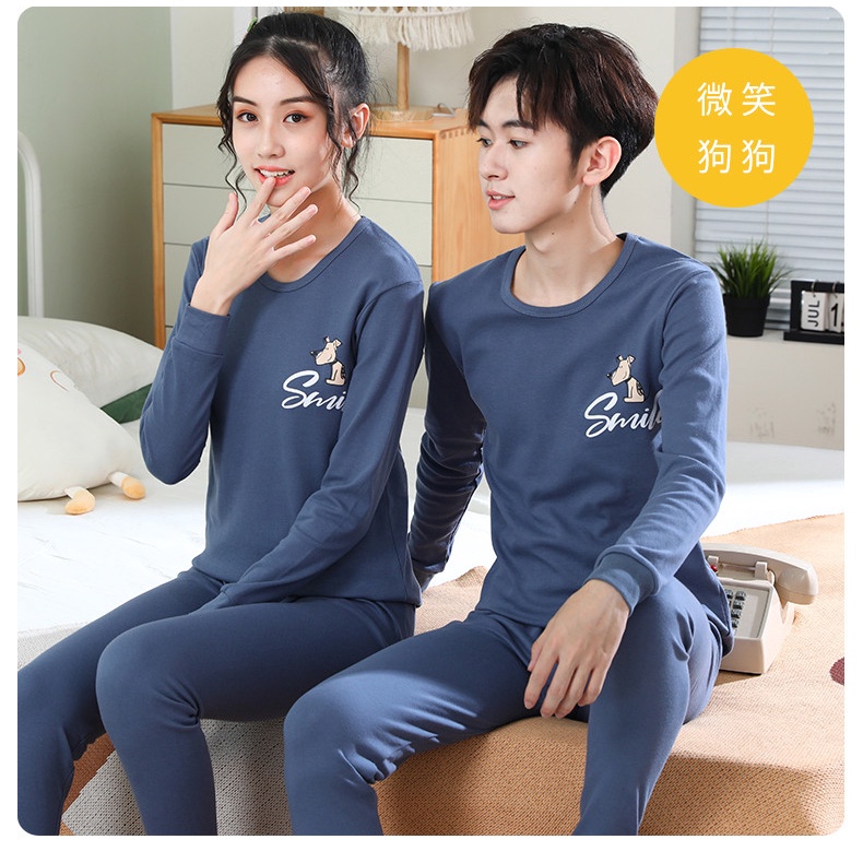 Bộ Đồ Ngủ Tay Dài Chất Liệu Cotton 140cm - 175cm Thời Trang Mùa Xuân Cho Nam Nữ