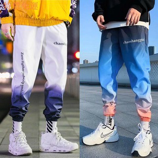 [Hàng Có Sẵn Nhanh Chóng~] Quần Thể Thao Ống Rộng 9 Tấc Mỏng Ôm Dáng Hip Hop Màu Gradient Cho Thanh Thiếu Niên