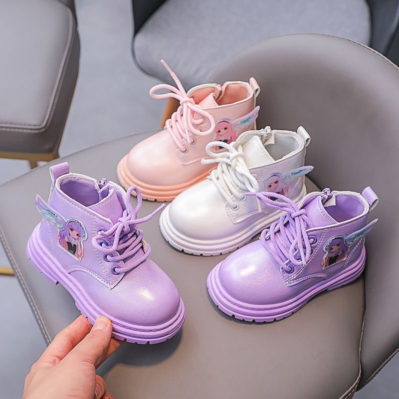 Bốt Bé Gái, Boots Bé Gái Cổ Cao Da Siêu Mềm,Giày Bốt Bé Gái Hình Công Chúa Nhũ Lóng Lánh Siêu Xinh Cho Bé Từ 1-6Tuổi