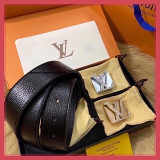 DA THẬT💯 Thắt lưng L V[2 mặt đính đá]-Dây lưng da L V fullbox