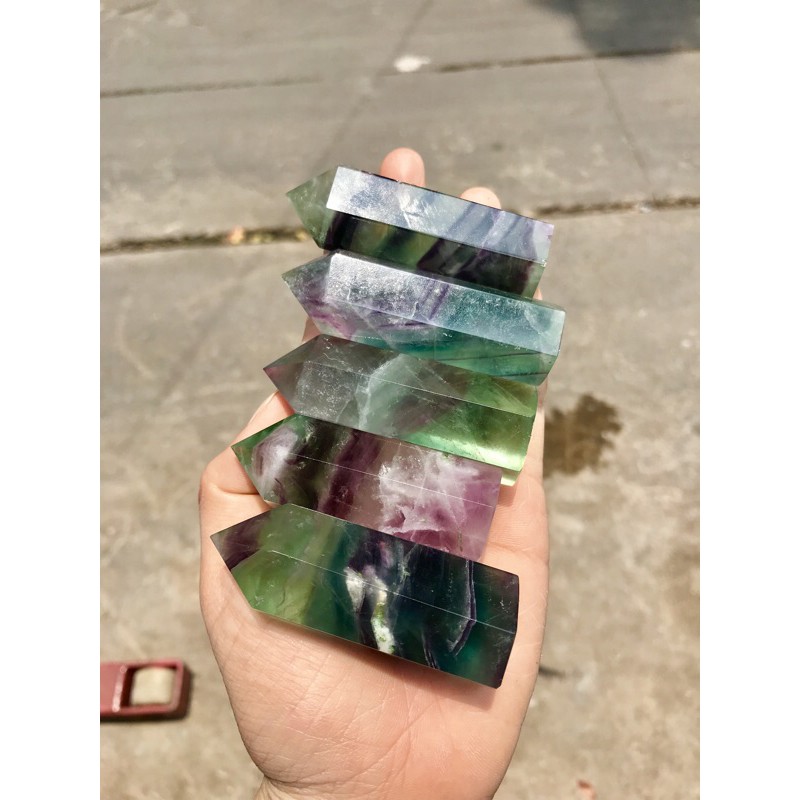 Trụ Flourite nhiều màu tư nhiên chất đẹp, kích thước trung bình 6,5 - 7 cm | BigBuy360 - bigbuy360.vn