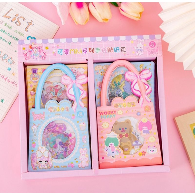 Giỏ xách  sticker 30 miếng xinh xắn cắt sẵn , mã JJ-SZB