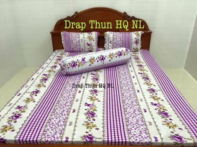 drap thun lẻ không có áo gối màu nhẫu nhiên ga thun