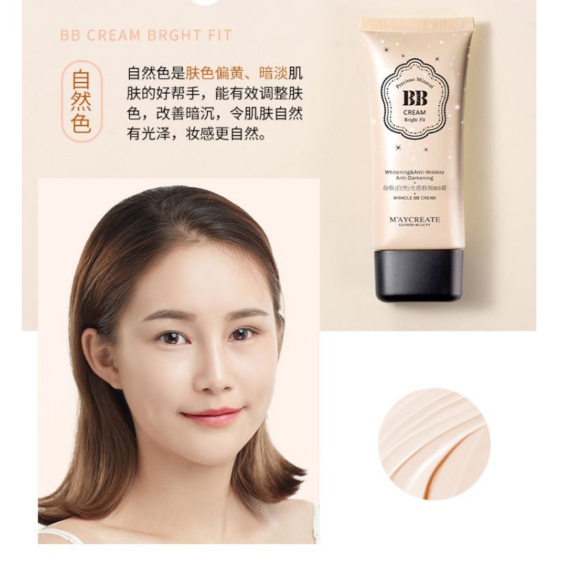 Kem nền Maycreate BB Cream Bright Fit Hàng Nội Địa Trung che phủ tốt làm sáng và mịn da | BigBuy360 - bigbuy360.vn