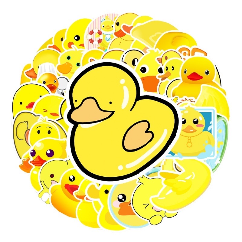 Z & M❀ Miếng Dán Vịt Hoạt Hình ❀ Bộ 50 Sticker Chống Thấm Nước Hình Con Vịt Ngộ Nghĩnh